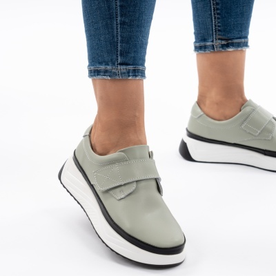 Pantofi Casual Piele Naturala Verde T6086