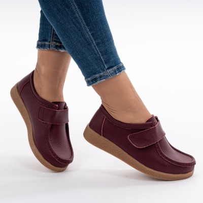 Pantofi Casual Piele Naturala Visiniu WK 213c