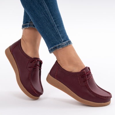 Pantofi Casual Piele Naturala WK 212C Visiniu