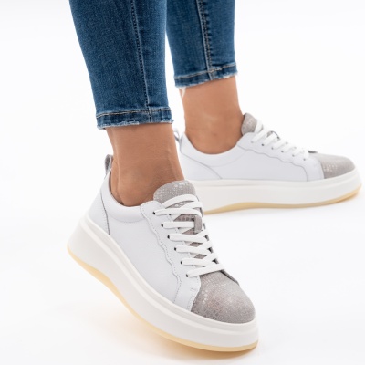 Pantofi Dama Piele Naturala Alb F002-275