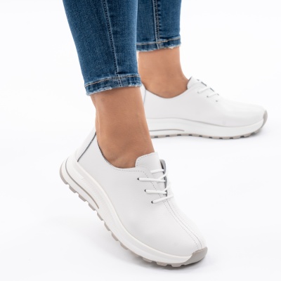 Pantofi Dama Piele Naturala Alb T-5931