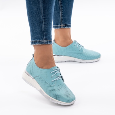 Pantofi Dama Piele Naturala Albastri Deschis 6213