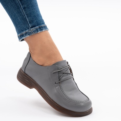 Pantofi Dama Piele Naturala Gri 8055
