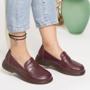 Pantofi Dama Piele Naturala Visiniu  8056