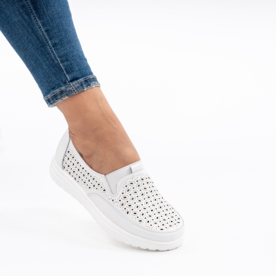 Pantofi Piele Naturala Alb Super Usor F2310
