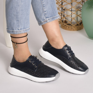 Pantofi Piele Naturala Bleumarin  A046