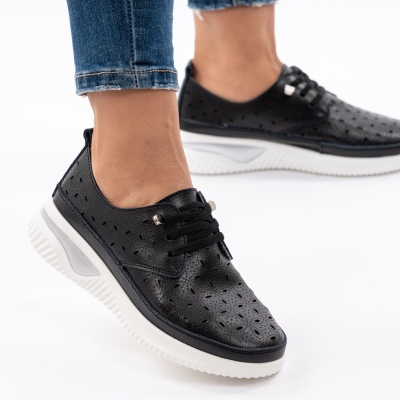 Pantofi Piele Naturala Negri A096