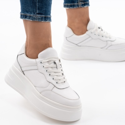 Pantofi Piele Naturala Talpa Comoda Alb AN2529