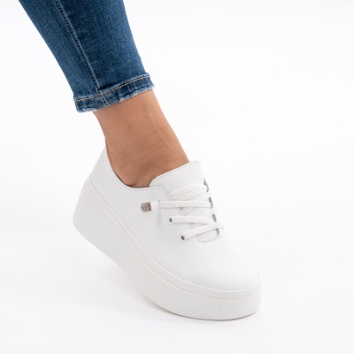 Pantofi Piele Naturala Talpa Comoda Alb F001-930