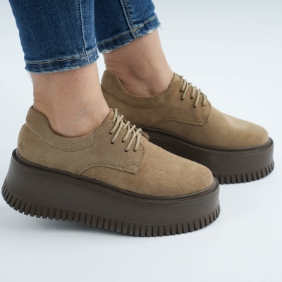 Pantofi Piele Naturala Talpa Comoda Bej AN29