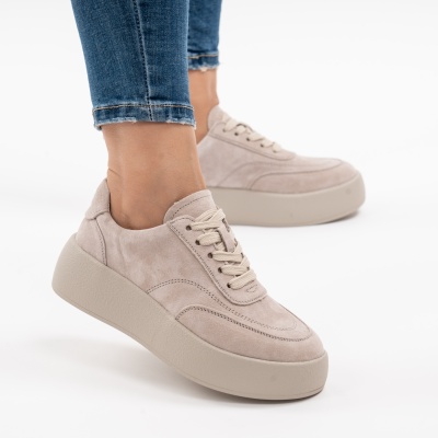 Pantofi Piele Naturala Talpa Comoda Gri AN12