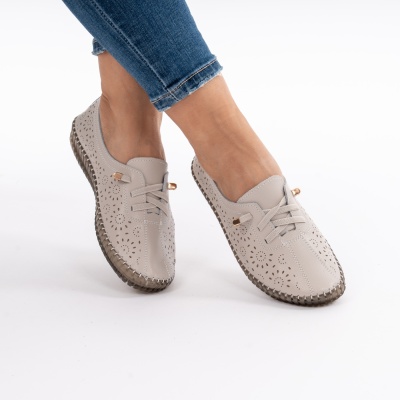 Pantofi Piele Naturala Talpa Flexibila AN222 Gri