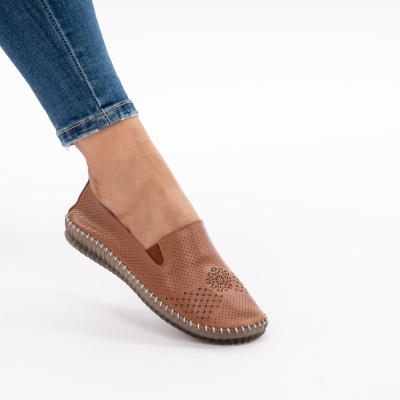 Pantofi Piele Naturala Talpa Flexibila AN223 Camel