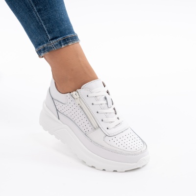 Pantofi Sport Piele Naturala Alb H18