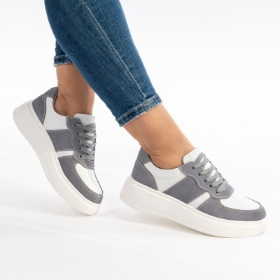 Pantofi Sport Piele Naturala Gri AN2310