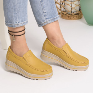 Pantofi Talpa Comoda Piele Naturala MM219  Mustar