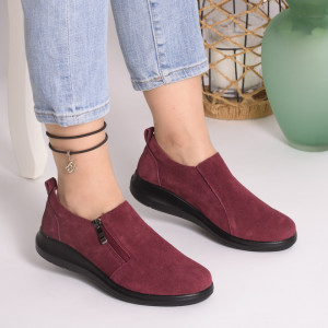 Pantofi Talpa Flexibila Piele Naturala Intoarsa T-3100 Bordo 