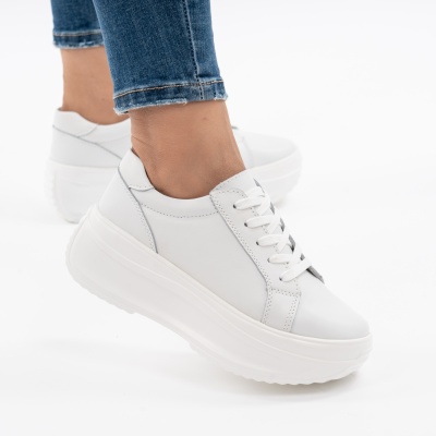 Pantofi Talpa Ortopedica Piele Naturala Alb 6855