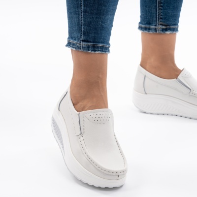 Pantofi Talpa Ortopedica Piele Naturala Alb MM210