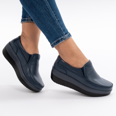 Pantofi Talpa Ortopedica Piele Naturala Albastru 1158