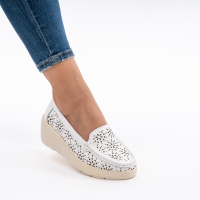 Pantofi Talpa Ortopedica Piele Naturala Albi AN3125