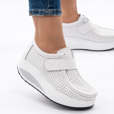 Pantofi Talpa Ortopedica Piele Naturala Albi MM263