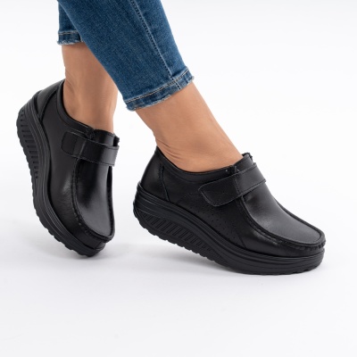 Pantofi Talpa Ortopedica Piele Naturala AN333 Negru
