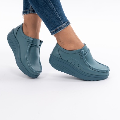 Pantofi Talpa Ortopedica Piele Naturala AN388 Blue