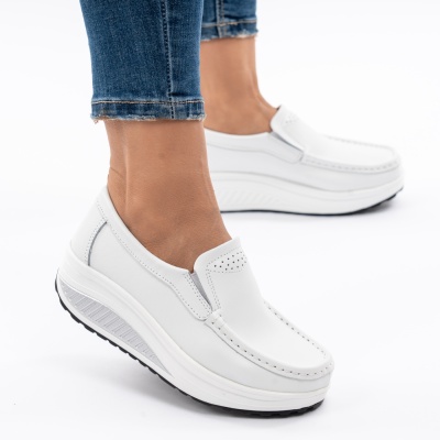 Pantofi Talpa Ortopedica Piele Naturala AN522-2 Alb