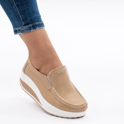 Pantofi Talpa Ortopedica Piele Naturala AN522-2 Bej