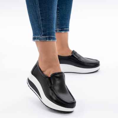 Pantofi Talpa Ortopedica Piele Naturala AN522-2 Negru/Alb