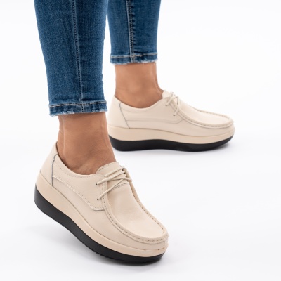 Pantofi Talpa Ortopedica Piele Naturala Bej 1136