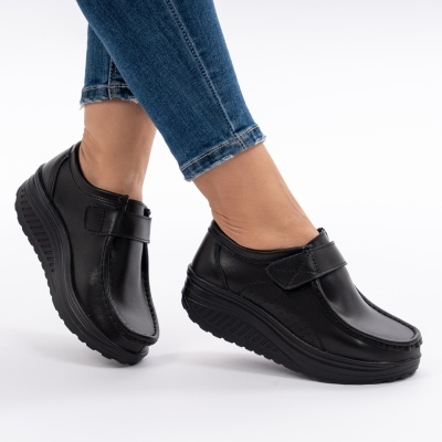 Pantofi Talpa Ortopedica Piele Naturala Black PL58