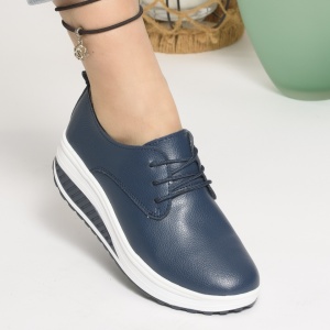 Pantofi Talpa Ortopedica Piele Naturala G698 Albastru