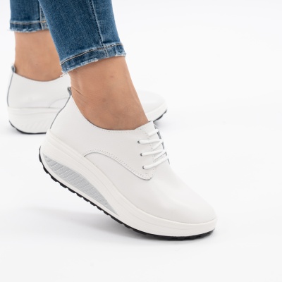 Pantofi Talpa Ortopedica Piele Naturala G698 Alb