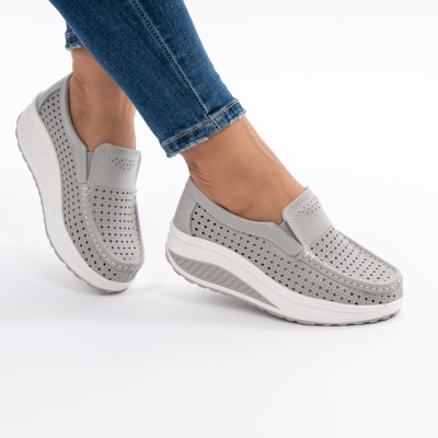 Pantofi Talpa Ortopedica Piele Naturala Gri A522
