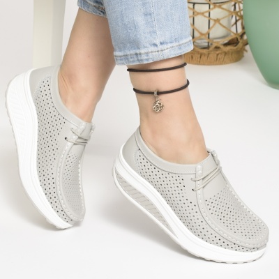 Pantofi Talpa Ortopedica Piele Naturala Gri A525