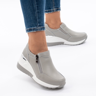 Pantofi Talpa Ortopedica Piele Naturala Gri ZT-06