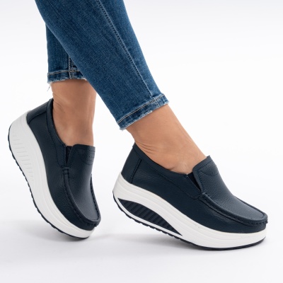 Pantofi Talpa Ortopedica Piele Naturala MM210 Albastri