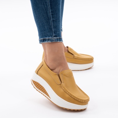 Pantofi Talpa Ortopedica Piele Naturala MM210 Mustar