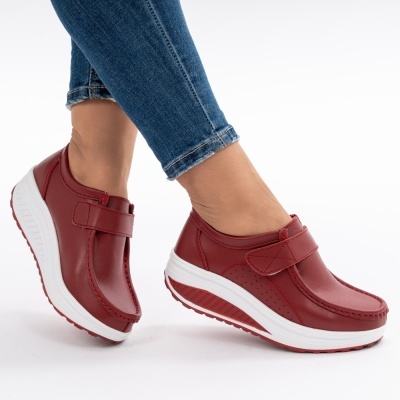 Pantofi Talpa Ortopedica Piele Naturala Rosu PL58