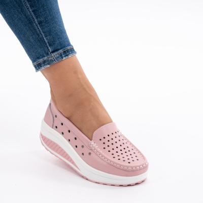 Pantofi Talpa Ortopedica Piele Naturala Roz A335