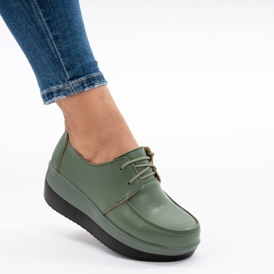 Pantofi Talpa Ortopedica Piele Naturala Verde 1168