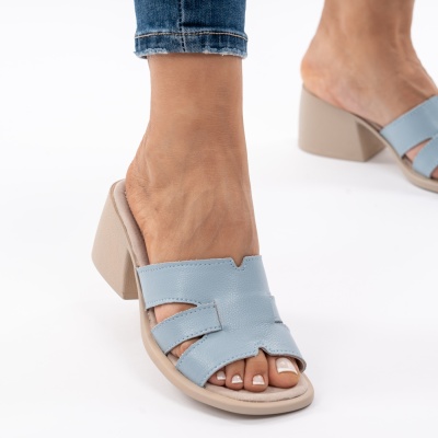 Pantofi Tip Papuci Piele Naturala Talpa Comoda AN2710-3 Blue