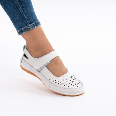 Pantofi Tip Sandale Piele Naturala Cu Bareta Alb MM265