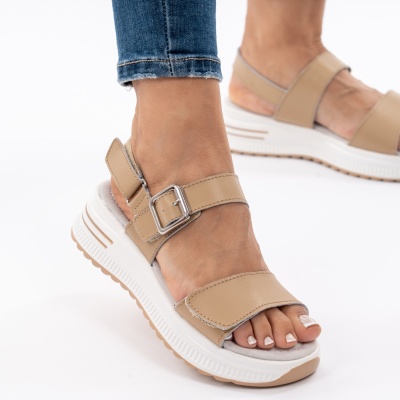 Pantofi Tip Sandale Piele Naturala Talpa Comoda AN122 Bej