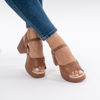 Pantofi Tip Sandale Piele Naturala Talpa Comoda AN2510-7 Camel