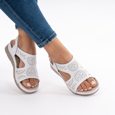 Pantofi Tip Sandale Piele Naturala Talpa Comoda AN2655 Alb