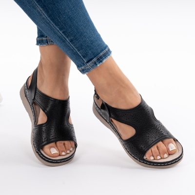Pantofi Tip Sandale Piele Naturala Talpa Comoda AN2655 Negru
