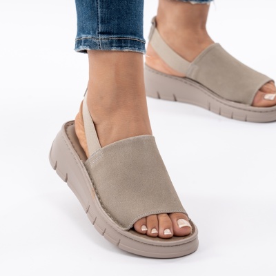 Pantofi Tip Sandale Piele Naturala Talpa Comoda F001-967 Gri